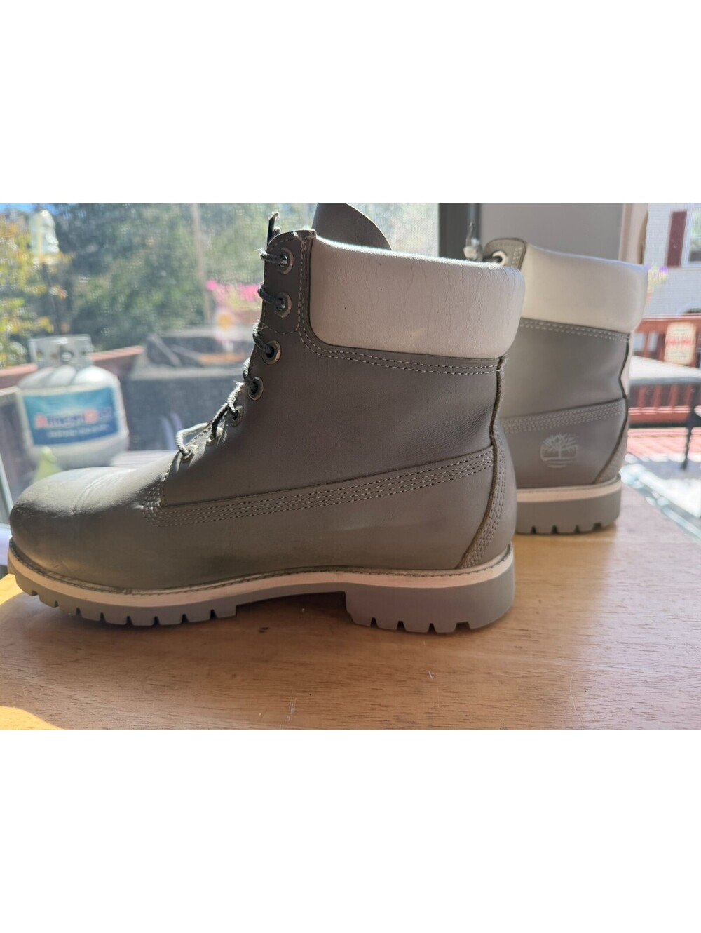 Vintage Timberland Premium 6 Inch Boots 27021 Light Gray Made in USA Mens 10.5 M